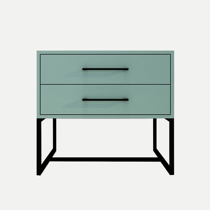 Bedside Pedestal Lilo Satin Turquoise -  Black Frame