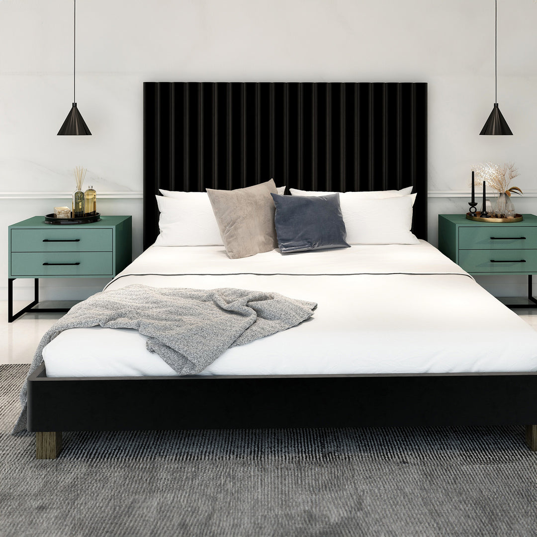 Bedside Pedestal Lilo Satin Turquoise -  Black Frame