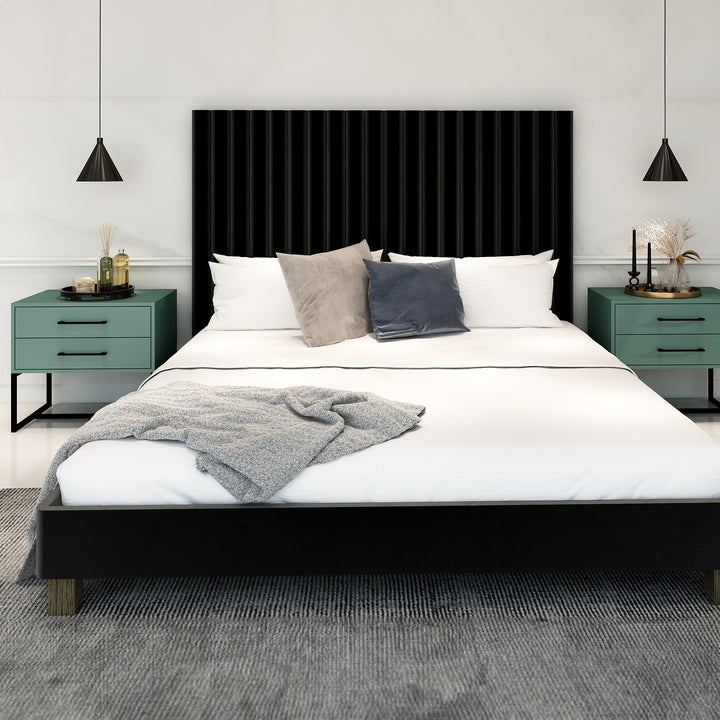 Bedside Pedestal Lilo Satin Turquoise -  Black Frame