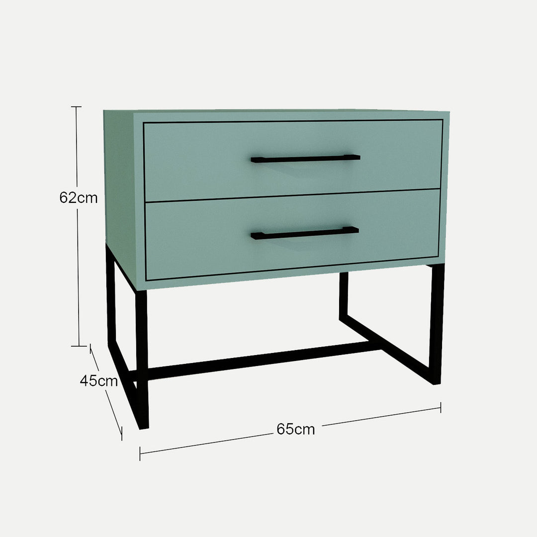 Bedside Pedestal Lilo Satin Turquoise -  Black Frame