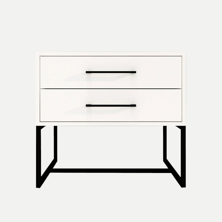 Bedside Pedestal Lilo Satin White - Black Frame