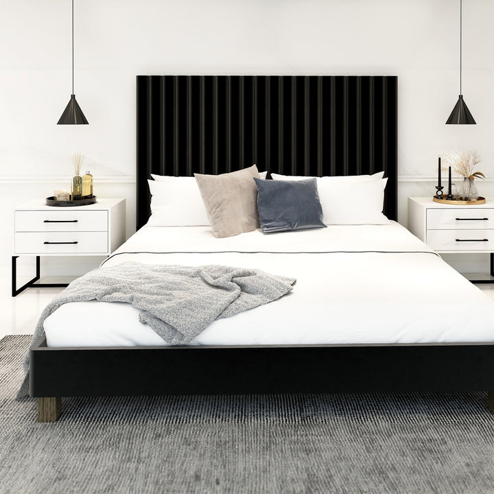 Bedside Pedestal Lilo Satin White - Black Frame