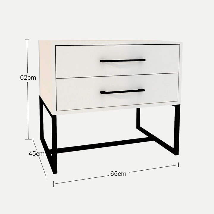 Bedside Pedestal Lilo Satin White - Black Frame