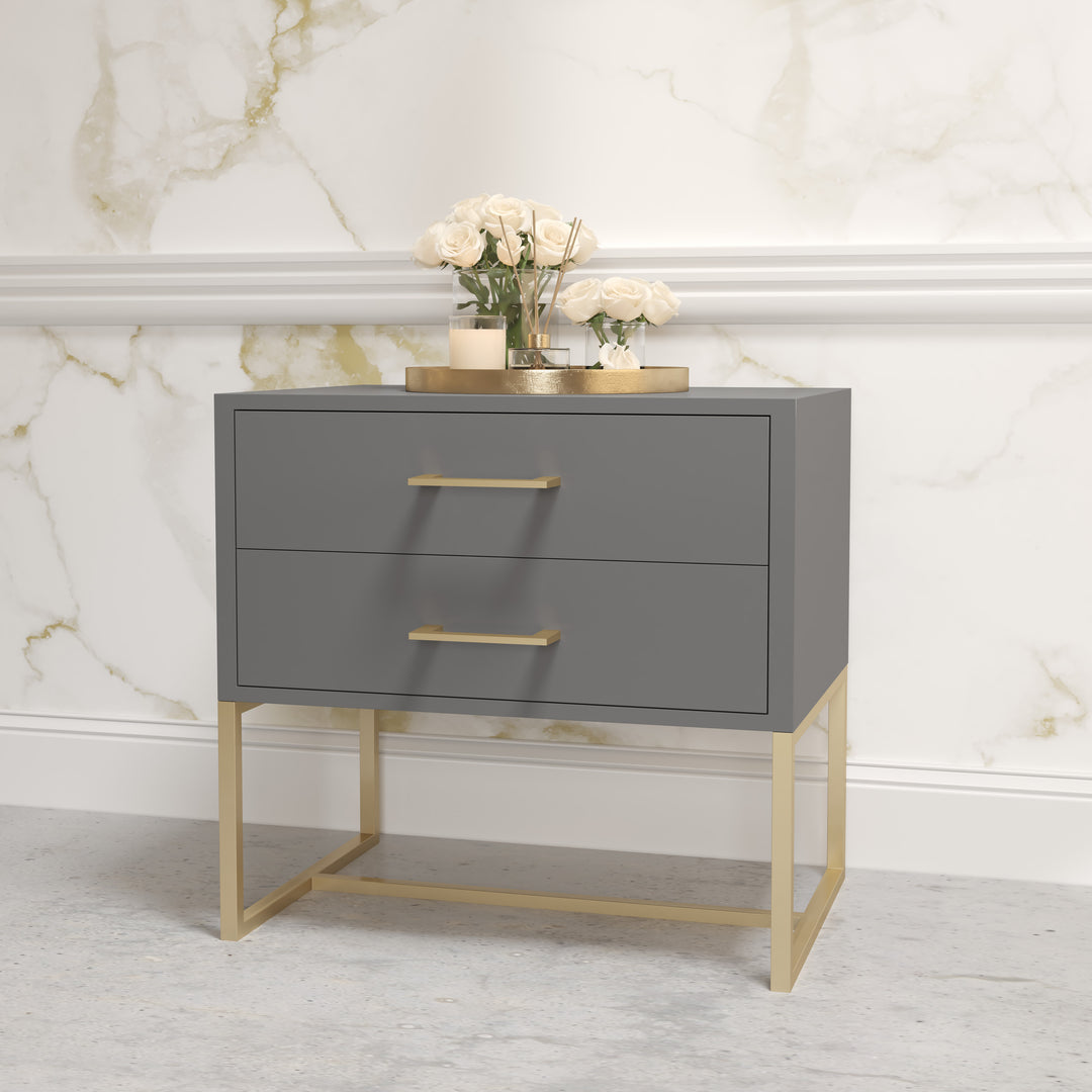 Bedside Pedestal Lilo Satin Dark Grey