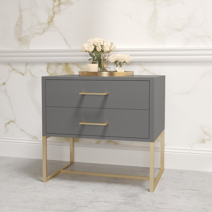 Bedside Pedestal Lilo Satin Dark Grey