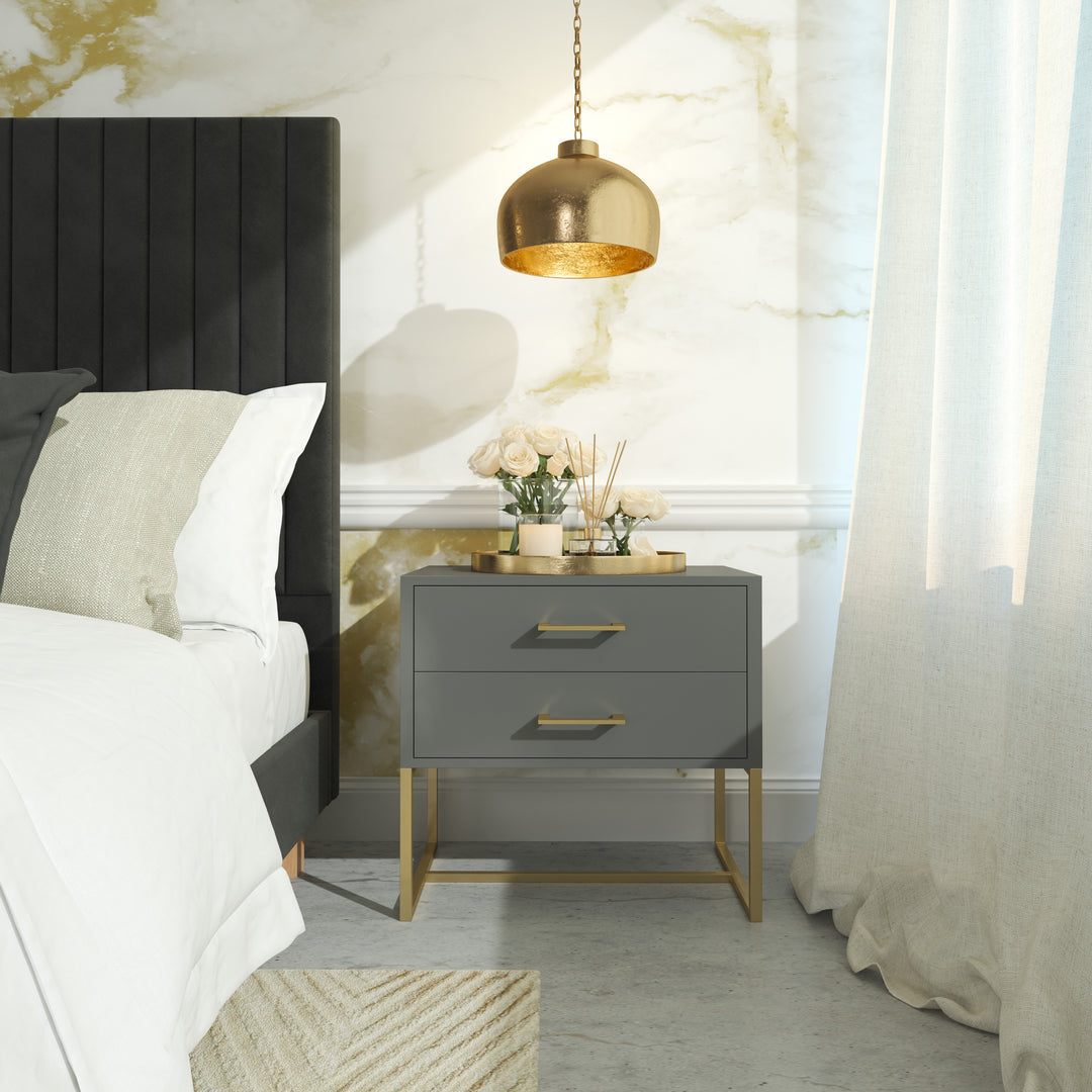 Bedside Pedestal Lilo Satin Dark Grey