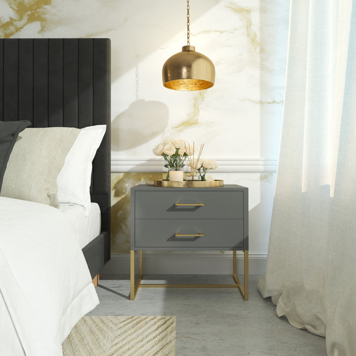 Bedside Pedestal Lilo Satin Dark Grey