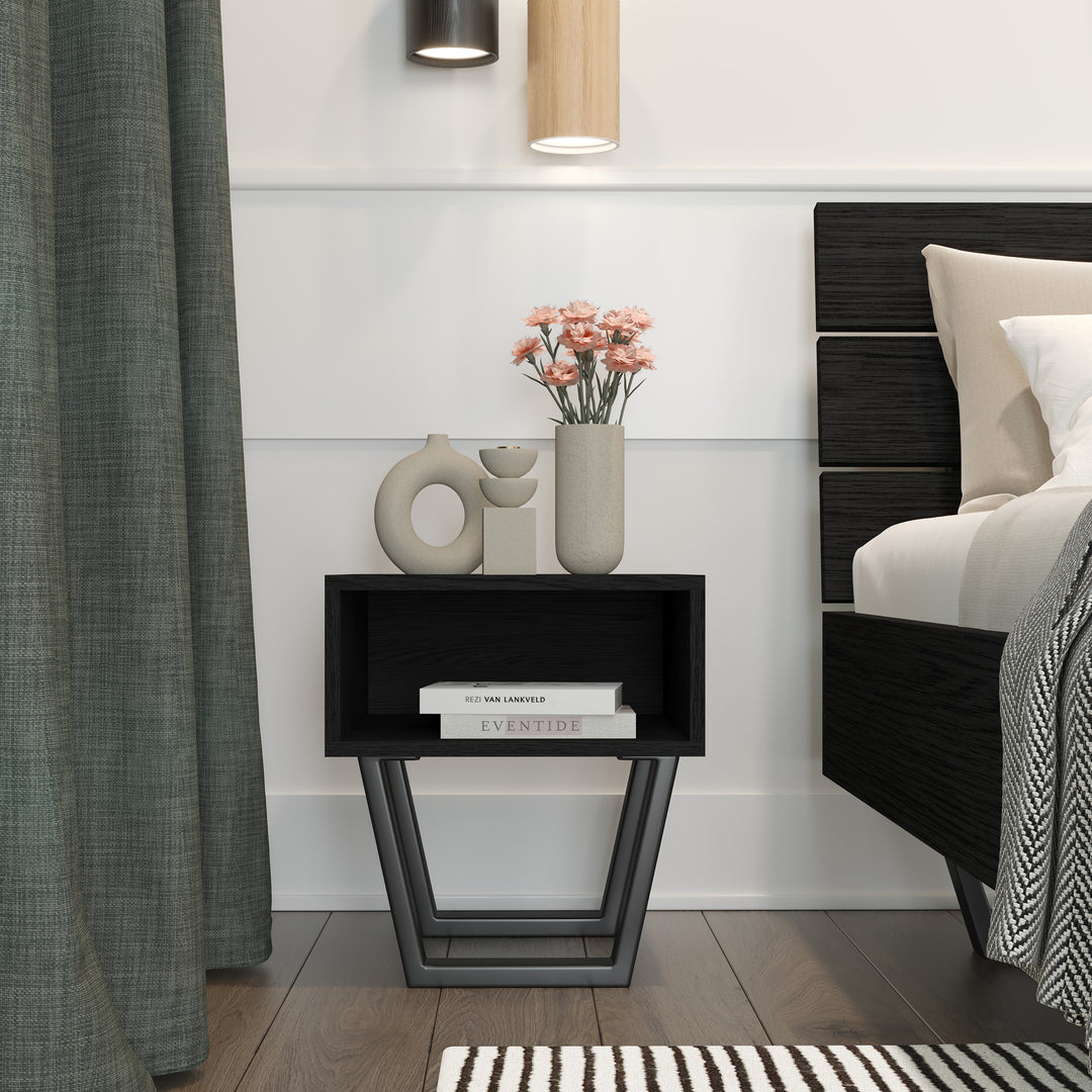Oak Bedside Pedestal Motto Intense black