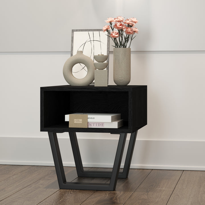 Oak Bedside Pedestal Motto Intense black