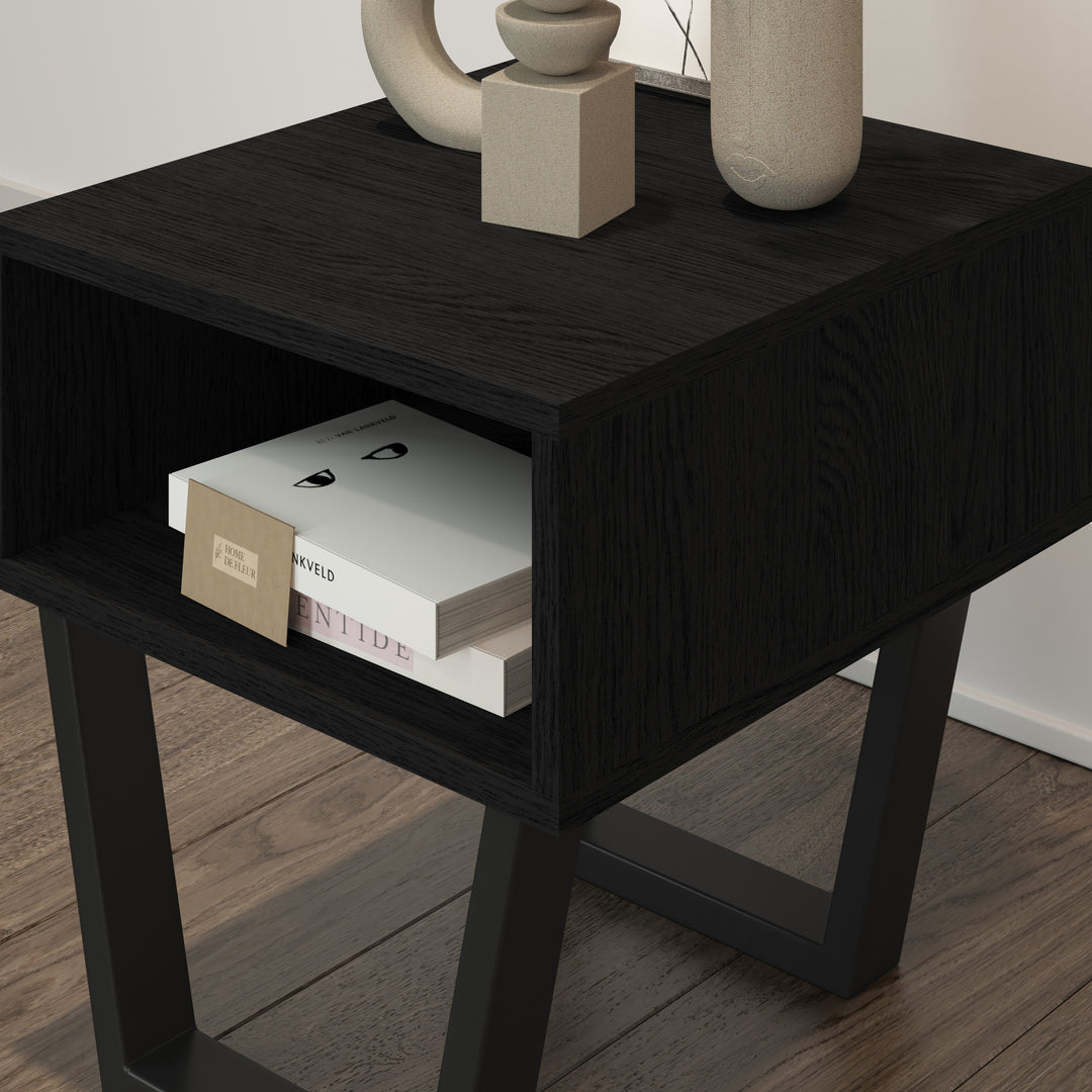 Oak Bedside Pedestal Motto Intense black
