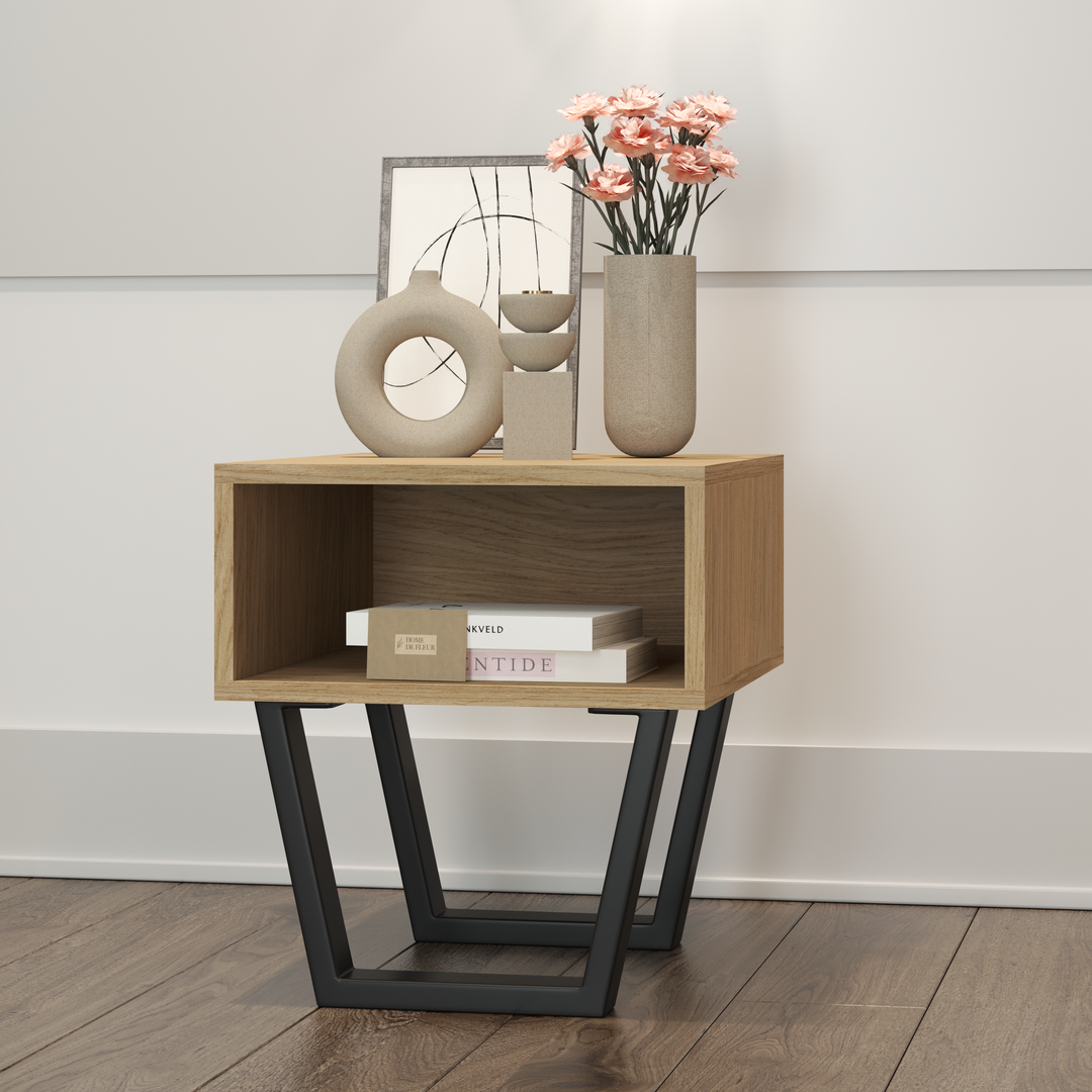 Oak Bedside Pedestal Motto Oak Clear Finish