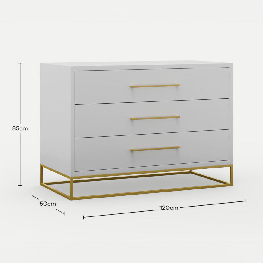 3 Drawer Server Lilo Satin Light Grey