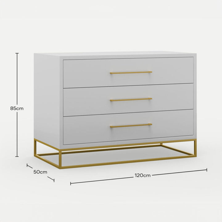 3 Drawer Server Lilo Satin Light Grey
