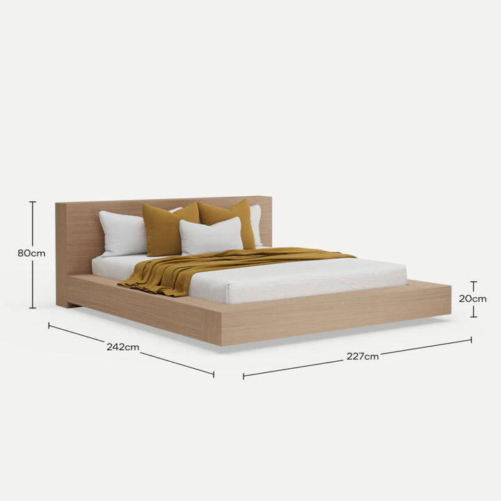 Floating Platform Bed Antares King XL - Oak Clear Finish