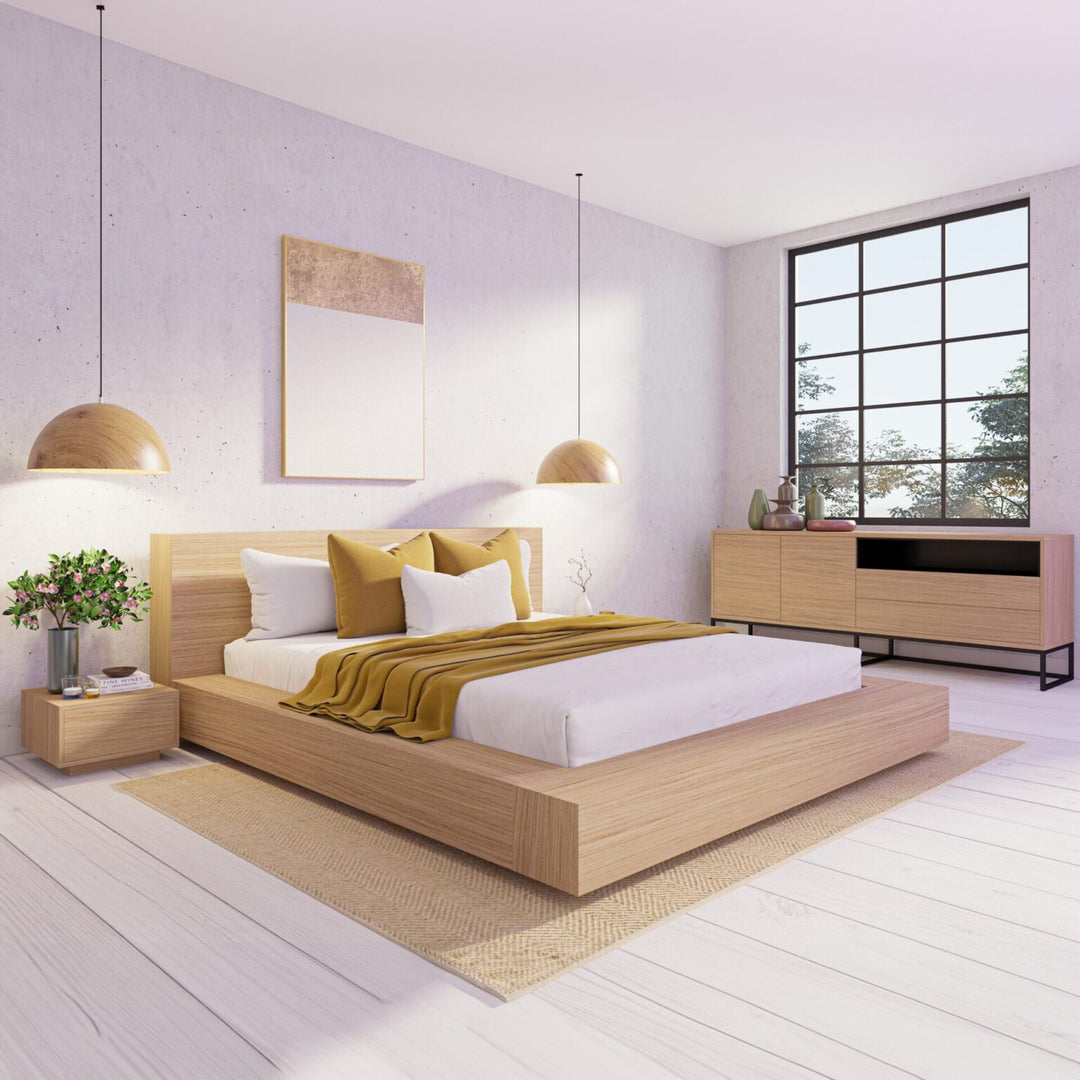Floating Platform Bed Antares King XL - Oak Clear Finish