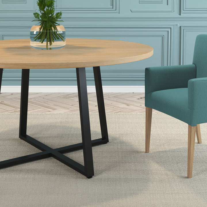 4-6 Seater Oak Round Dining Table Ansa Oak Clear Finish