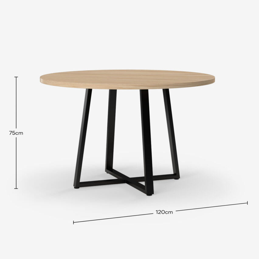 4-6 Seater Oak Round Dining Table Ansa Oak Clear Finish