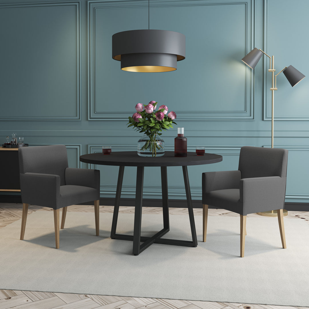4-6 Seater Oak Round Dining Table Ansa Intense Black