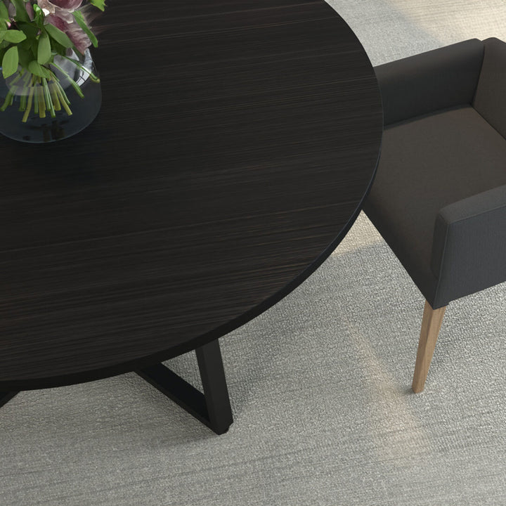 4-6 Seater Oak Round Dining Table Ansa Intense Black
