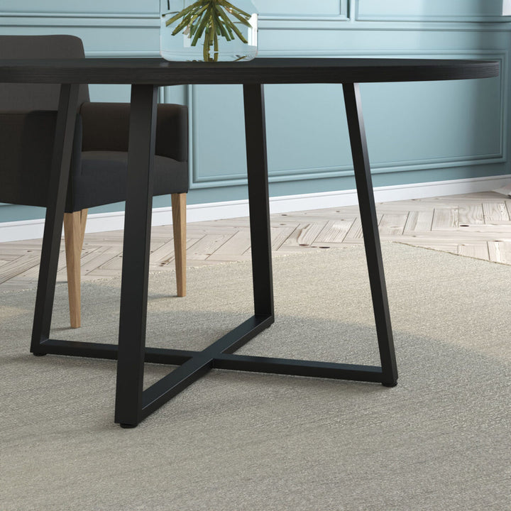 4-6 Seater Oak Round Dining Table Ansa Intense Black