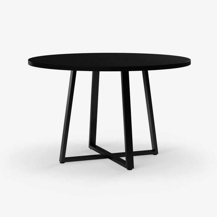 4-6 Seater Oak Round Dining Table Ansa Intense Black