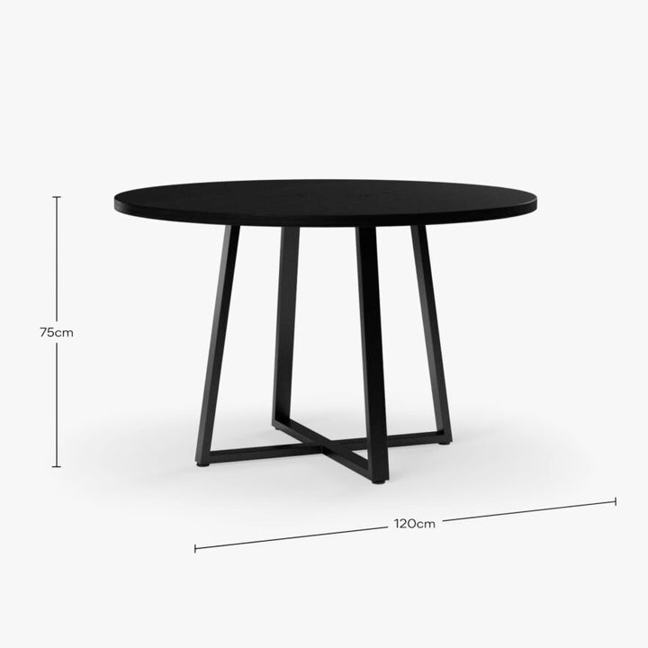 4-6 Seater Oak Round Dining Table Ansa Intense Black