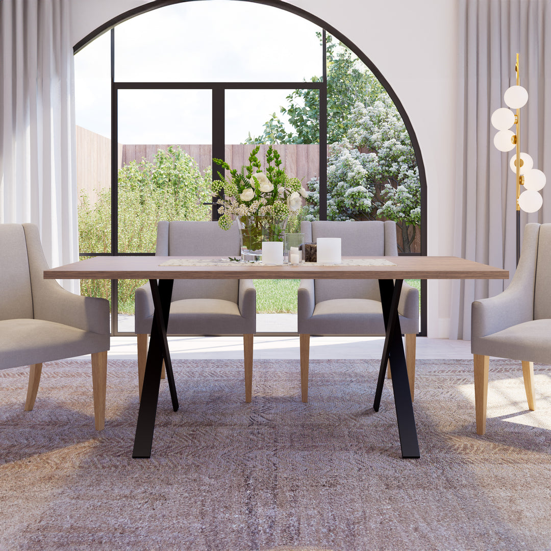 4-6 Seater Oak Dining Table Eleya Walnut Finish