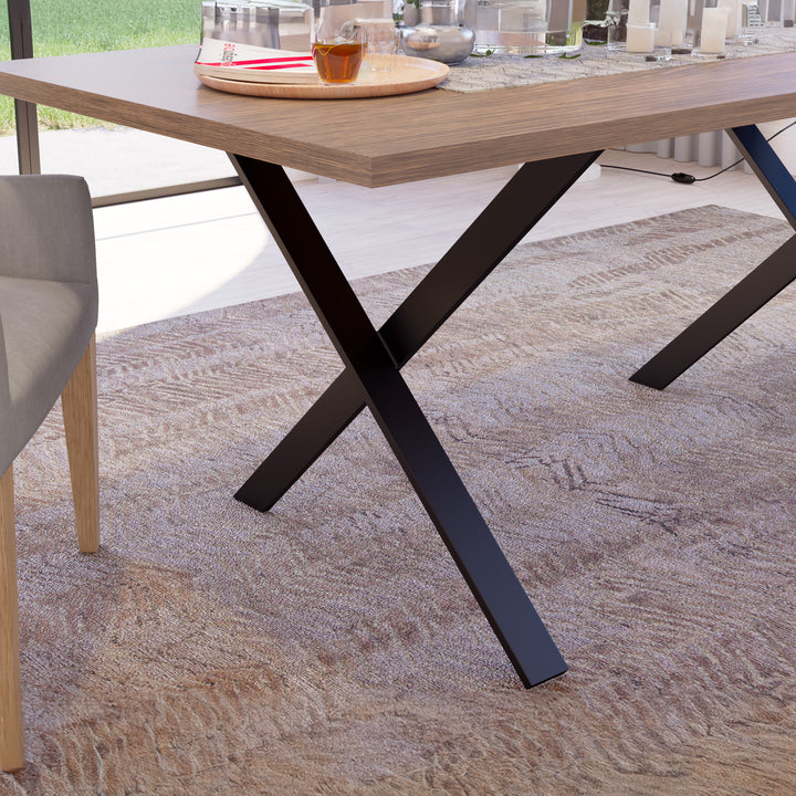 4-6 Seater Oak Dining Table Eleya Walnut Finish