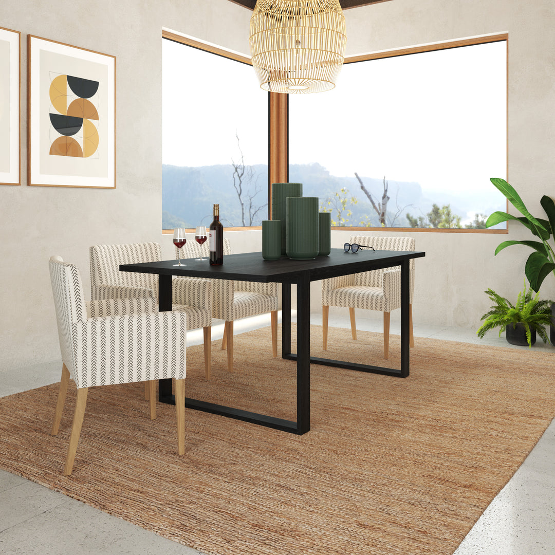 4-6 Seater Oak Dining Table Sala Jet Black
