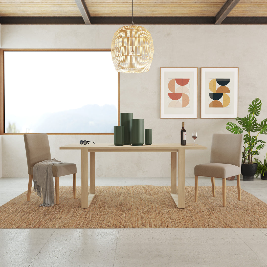 4-6 Seater Oak Dining Table Sala Antique Beige