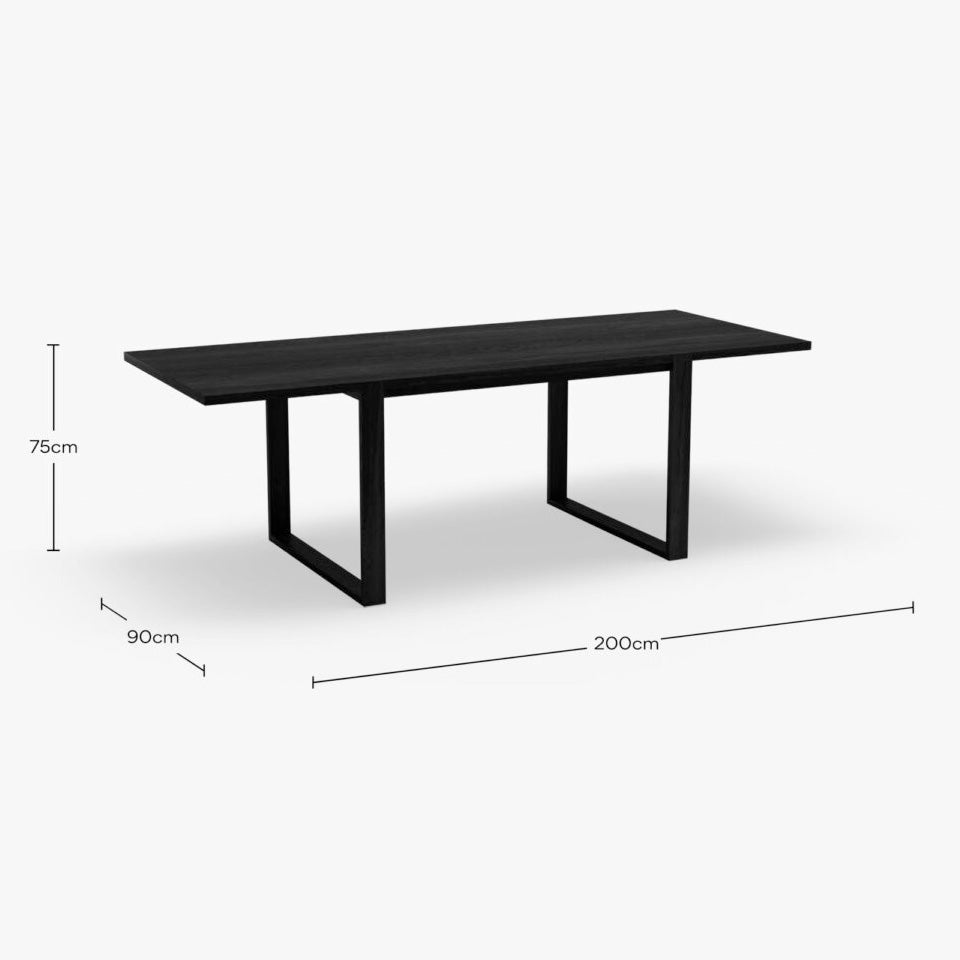 6-8 Seater Oak Dining Table Sala Jet Black