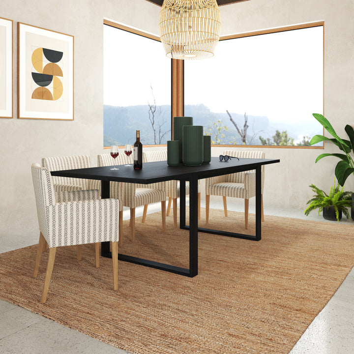 6-8 Seater Oak Dining Table Sala Jet Black