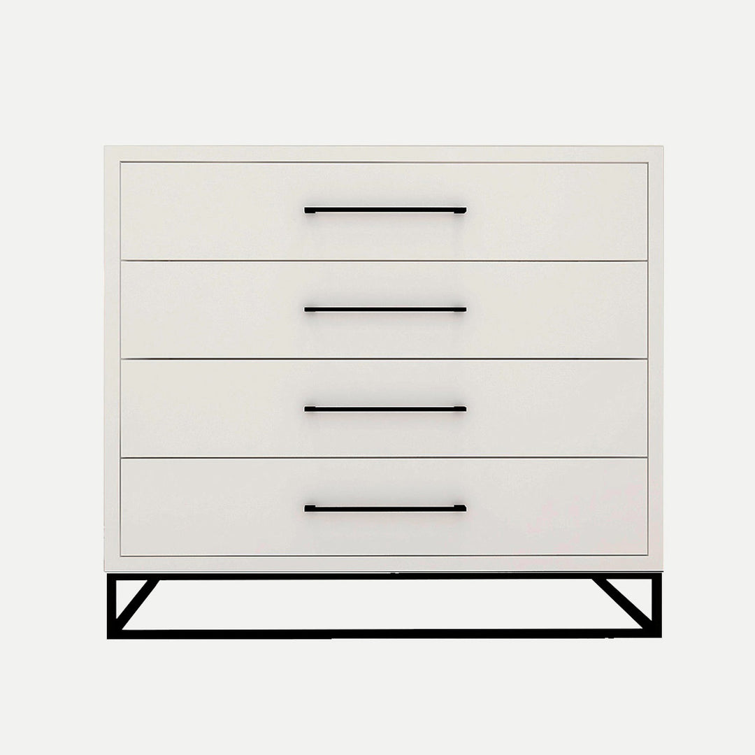 4 Drawer Server Lilo Satin White - Black Frame