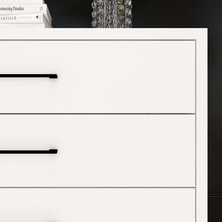 4 Drawer Server Lilo Satin White - Black Frame