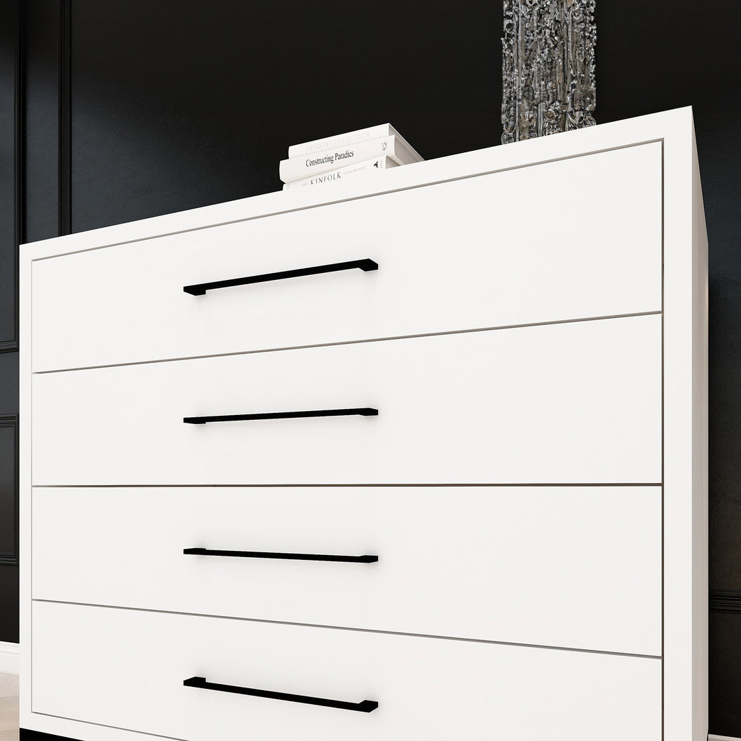 4 Drawer Server Lilo Satin White - Black Frame