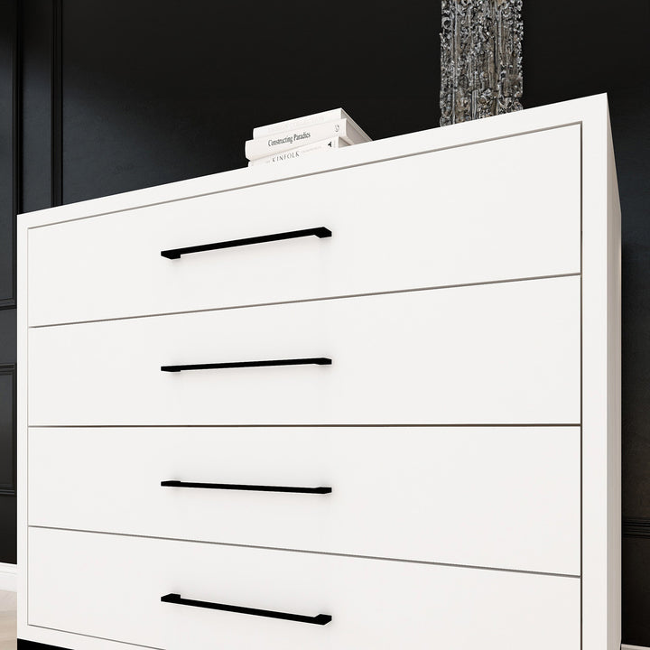 4 Drawer Server Lilo Satin White - Black Frame