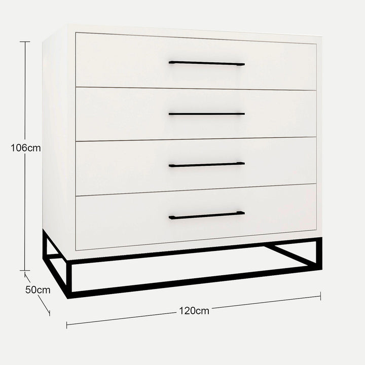 4 Drawer Server Lilo Satin White - Black Frame