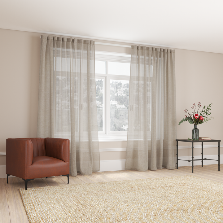 Sheer Curtain Taped Sand– 265 x 218cm