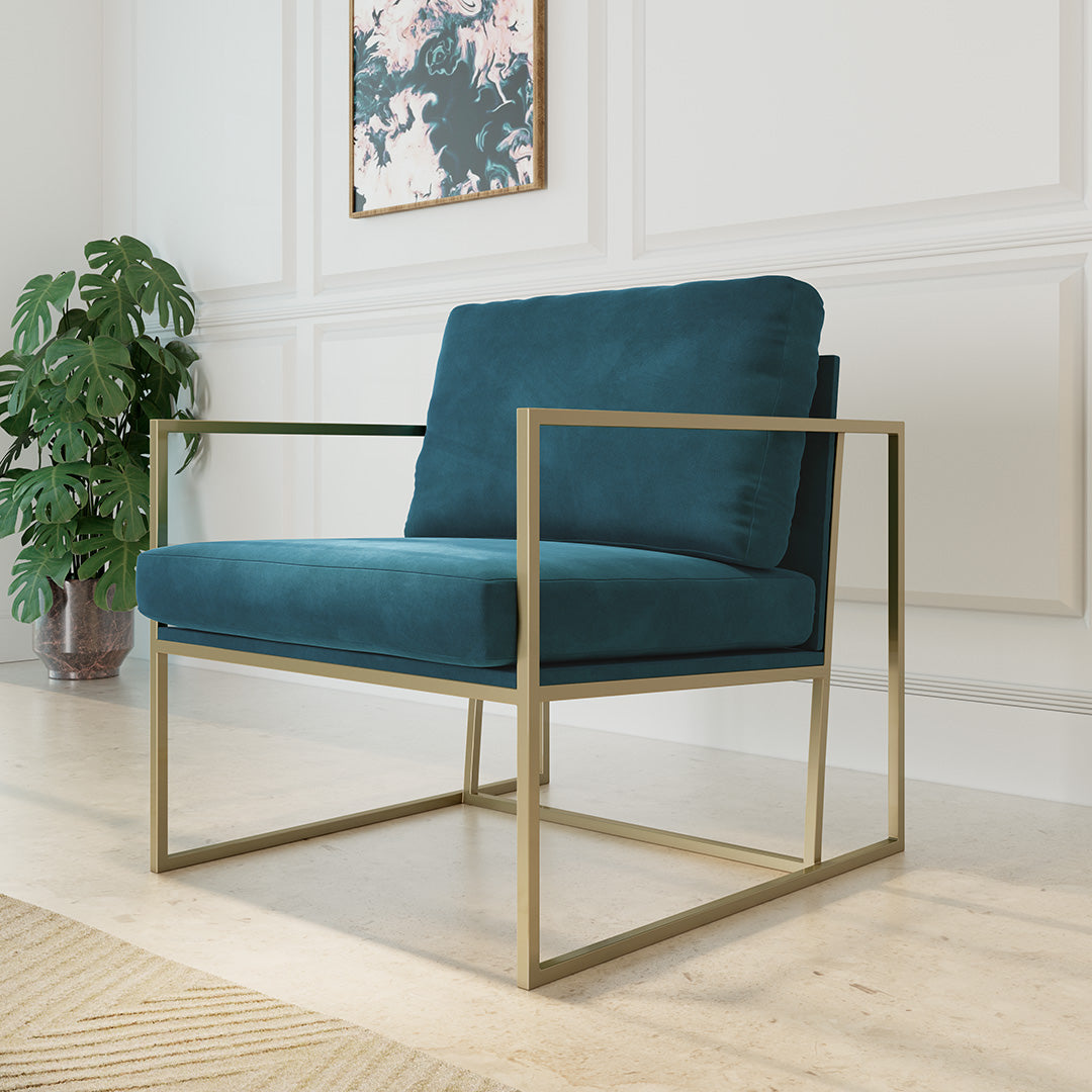 Occasional Chair Zina Peacock Blue Velvet