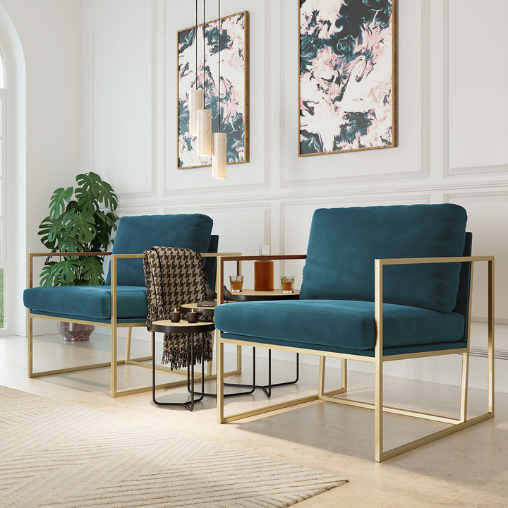 Occasional Chair Zina Peacock Blue Velvet