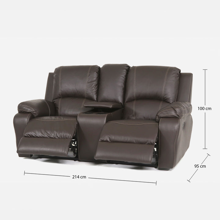 2 Division 2Act + Consol Recliner Paloma Genuine Leather Brown