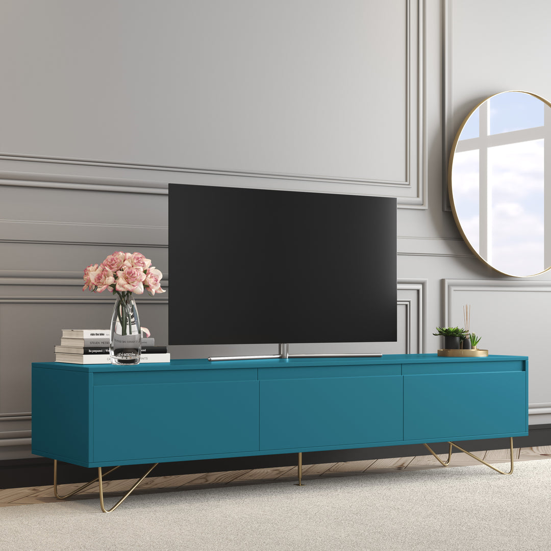 Hairpin TV Stand 3 Drawer Stylo Satin Teal