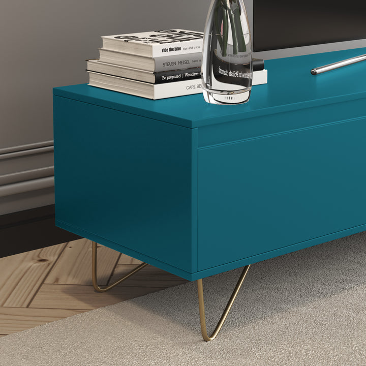 Hairpin TV Stand 3 Drawer Stylo Satin Teal