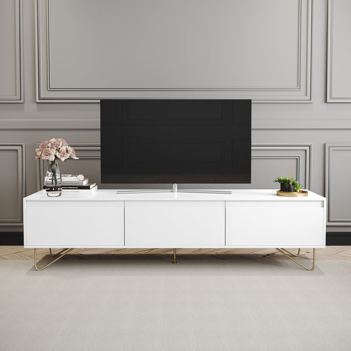 Hairpin TV Stand 3 Drawer Stylo Satin White