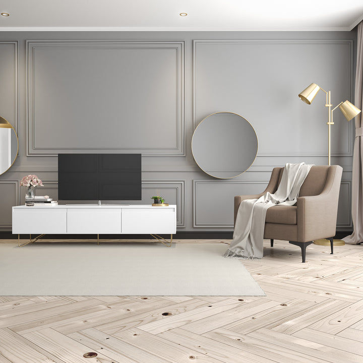 Hairpin TV Stand 3 Drawer Stylo Satin White