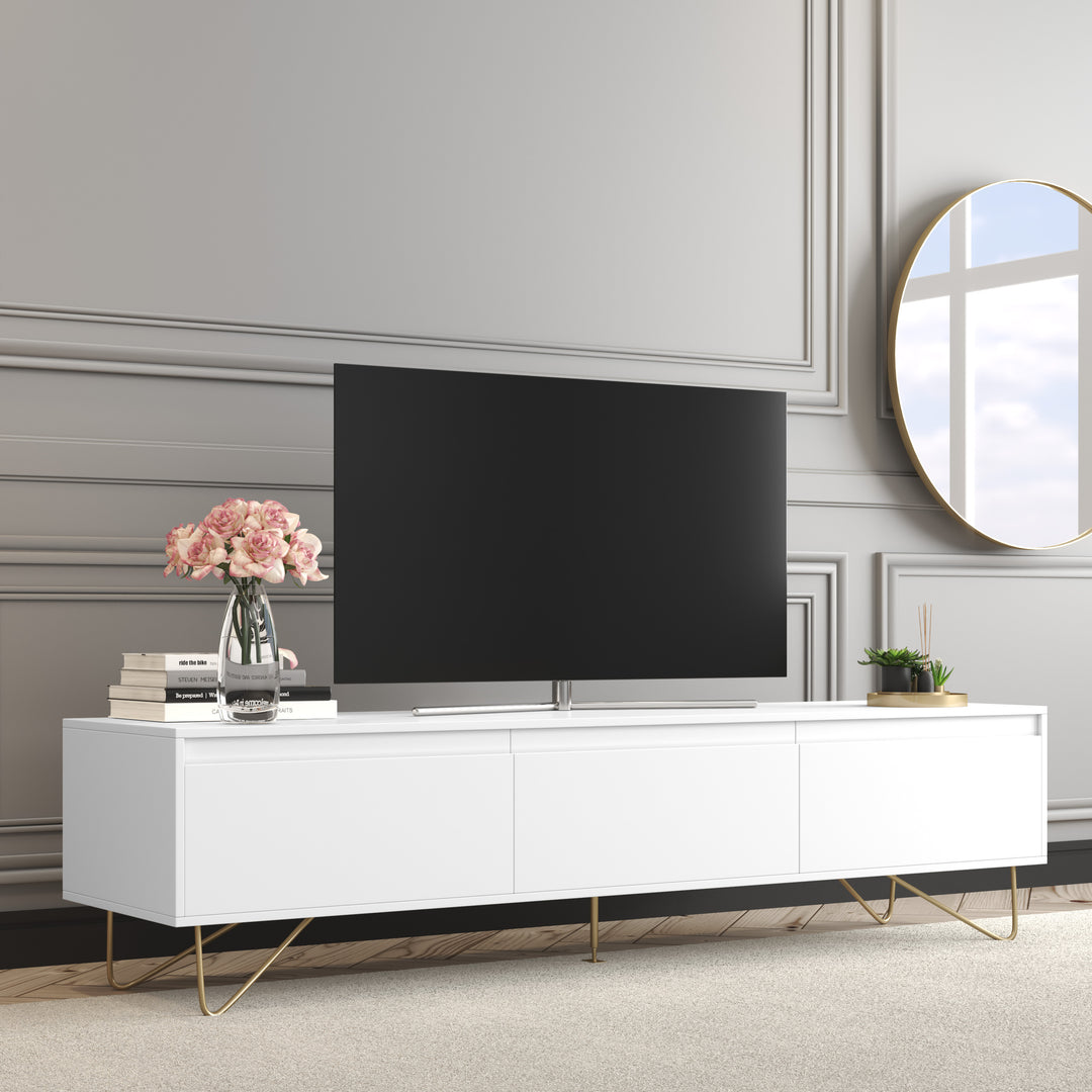 Hairpin TV Stand 3 Drawer Stylo Satin White