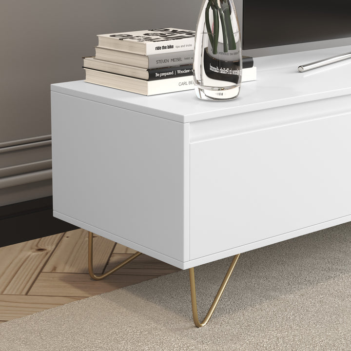 Hairpin TV Stand 3 Drawer Stylo Satin White