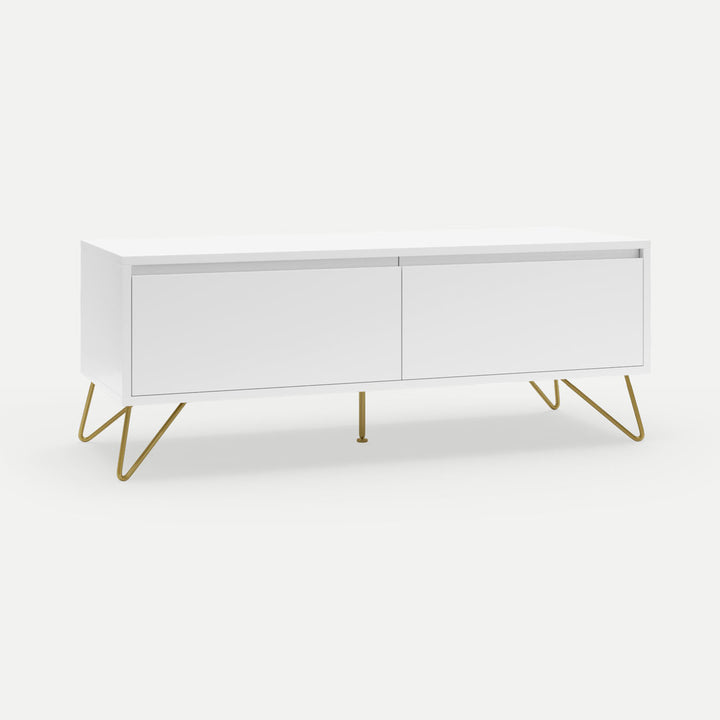 Hairpin Tv Stand 2 Drawer Stylo Satin White