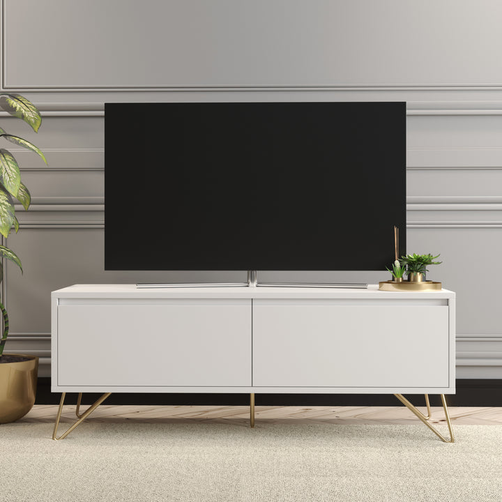 Hairpin Tv Stand 2 Drawer Stylo Satin White