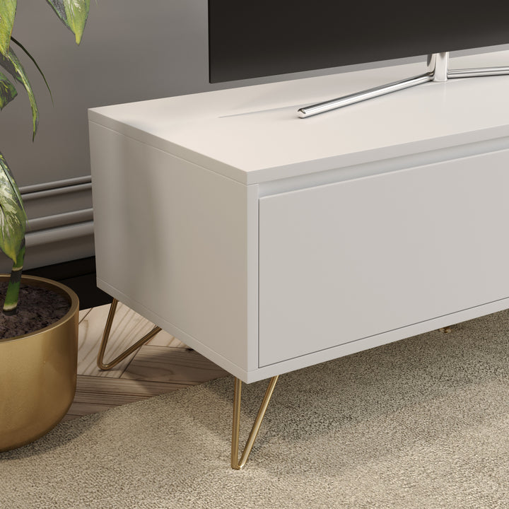 Hairpin Tv Stand 2 Drawer Stylo Satin White